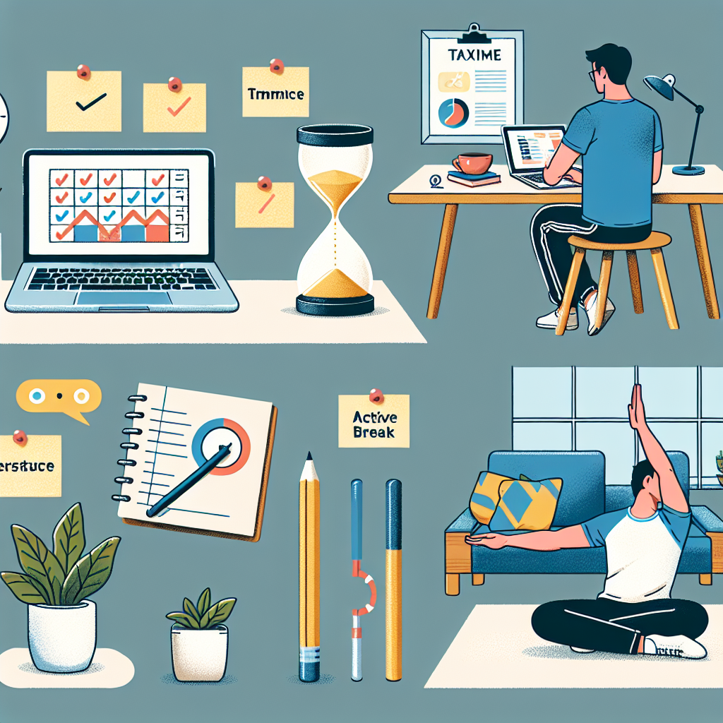 Gestión del tiempo y pausas activas en estudio/trabajo remoto